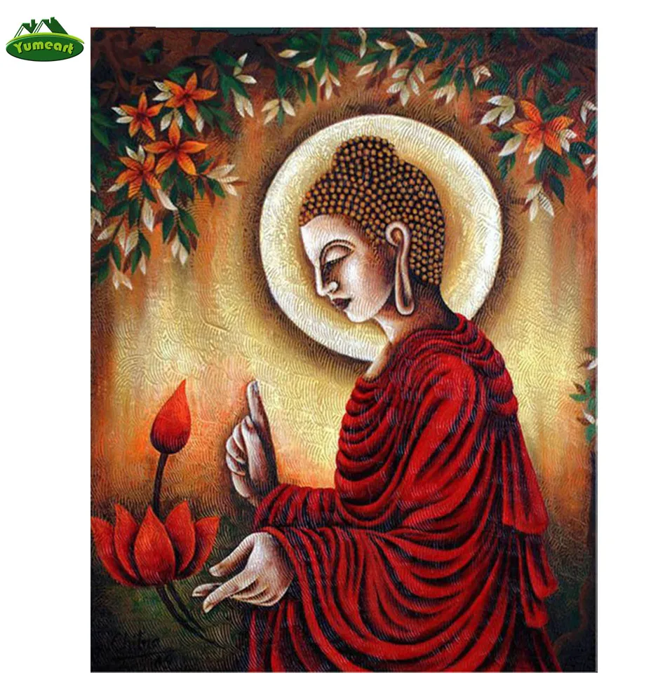 YUMEART 5D DIY алмазная живопись Смола квадратная мозаика Алмазная вышивка Будда Лотос