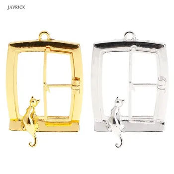 

Metal Frame UV Epoxy Resin Crafts Tools DIY Jewelry Making Pendant Necklace Cat Sit Window Gold Handmade Gifts Charms