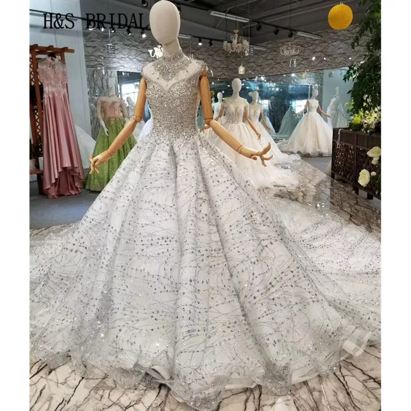 silver crystal wedding dress