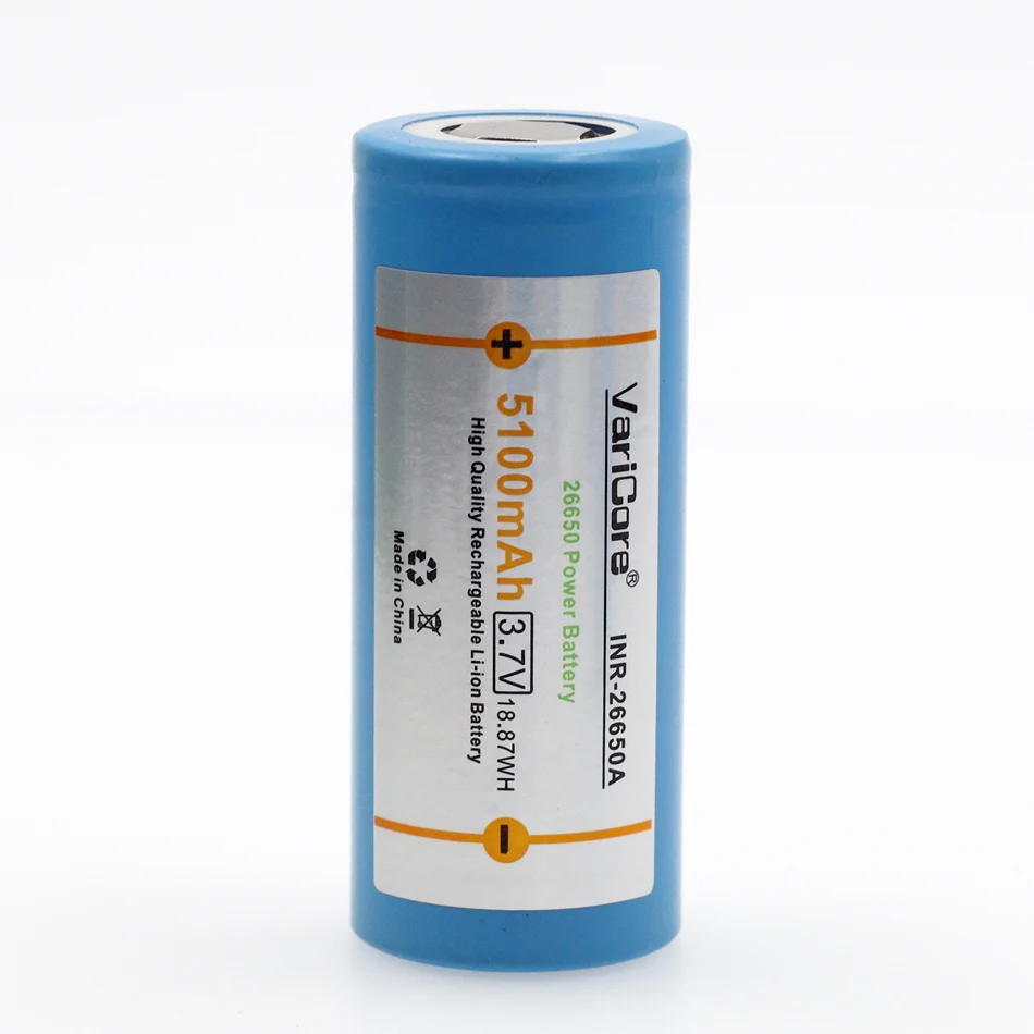 

VariCore 26650 rechargeable battery, 26650A lithium battery, 3.7V 5100mA 26650-50A blue. suitable for flashlight