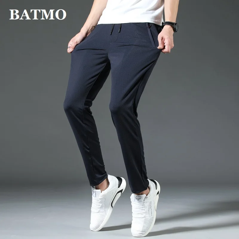 BATMO Новое поступление Лето Высокое качество лед повседневные эластичные узкие брюки мужские, мужские тонкие брюки, мужские узкие брюки 1018