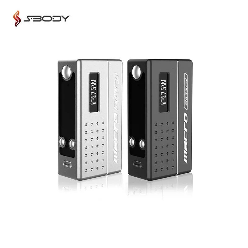 

Original Sbody Macro DNA75 Box Mod Evolv 75w Chip Vape Mod Fit 18650 Battery RDA RTA RDTA Tank E Cigarette Mods Macro Upgrade