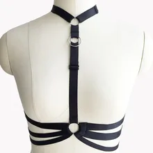 Черные женские регулируемые ремни для тела клетка бюстгальтер жгут Харадзюку ноги подвязки Готический бюстгальтер портупея ручной работы