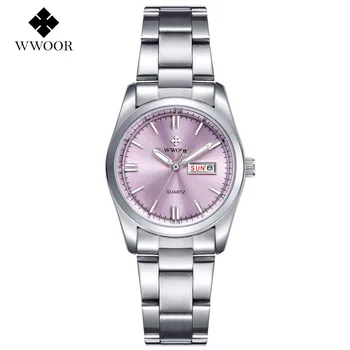 

WWOOR Luxury Brand Fashion Women dress Watches Ladies Quartz Hour Date Clock Stainless steel Casual Waterproof Relogio Feminino