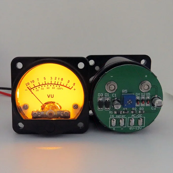 

2pcs 45mm pointer type power amplifier VU meter LED backlight with dedicated driving plate connected to power amp