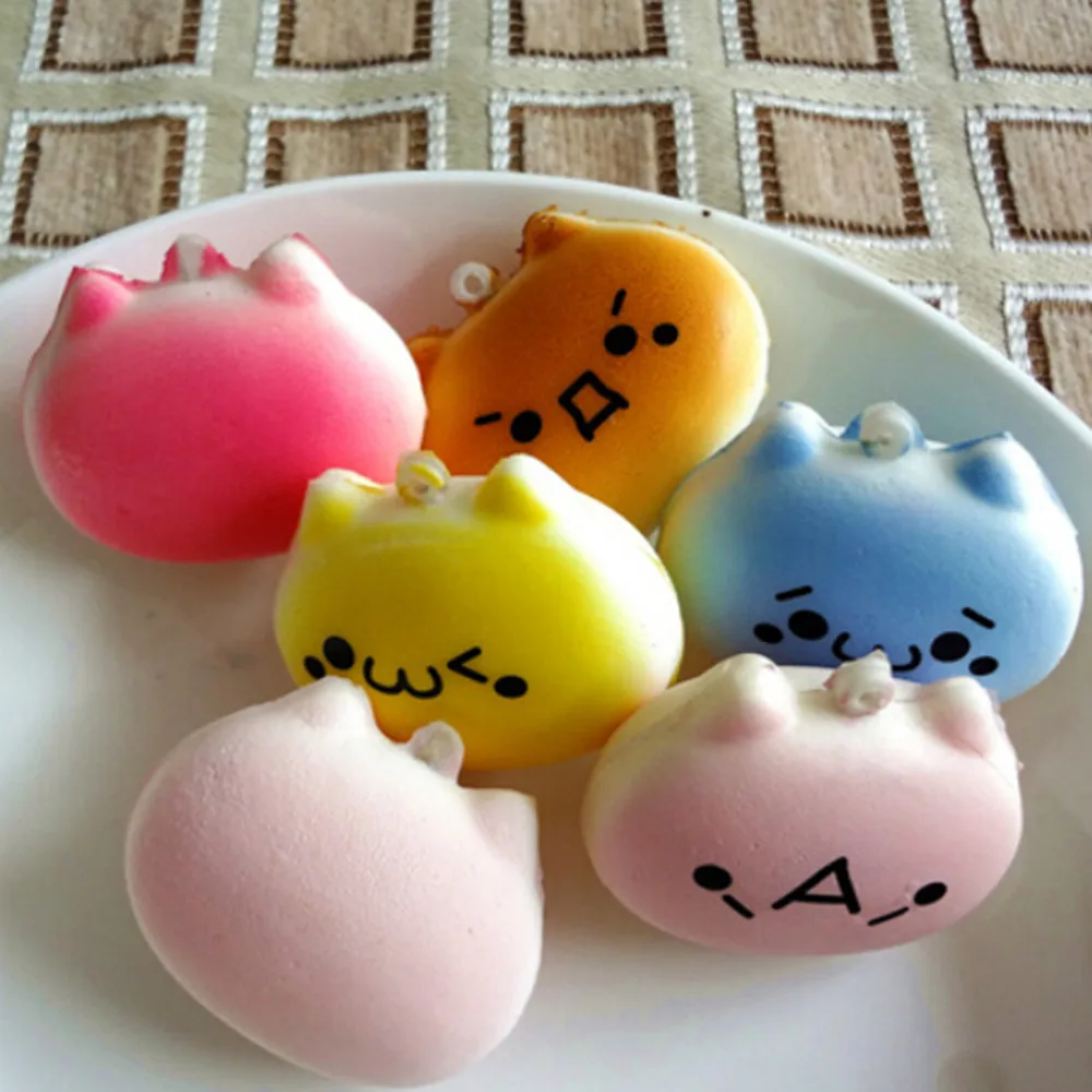 

JINHF Kawaii Buns Bread Cell Phone Key Bag StrapCartoon Cat Squishy Charms Pendant Squishes 4cm