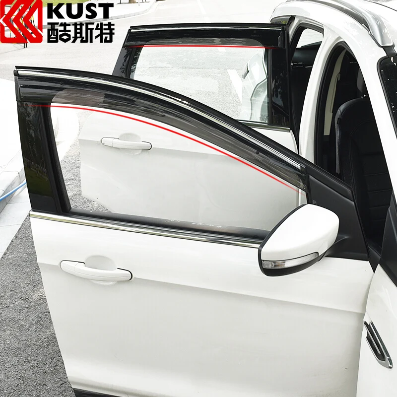 Kust 4 PCS/SET Car Wind Window Visor Vent For Ford for Kuga 2017 Rain Sun Guard Protective