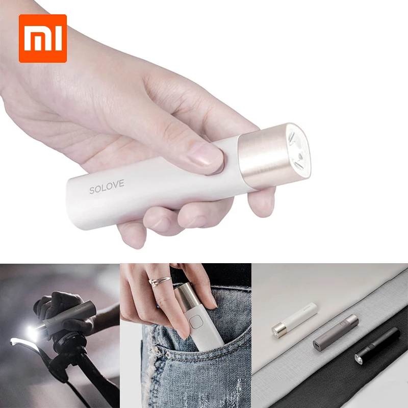

Xiaomi SOLOVE X3 USB Rechargeable Brightness EDC Flashlight 3000mAh Power Bank Portable Mini LED Torch for Outdoor Bike