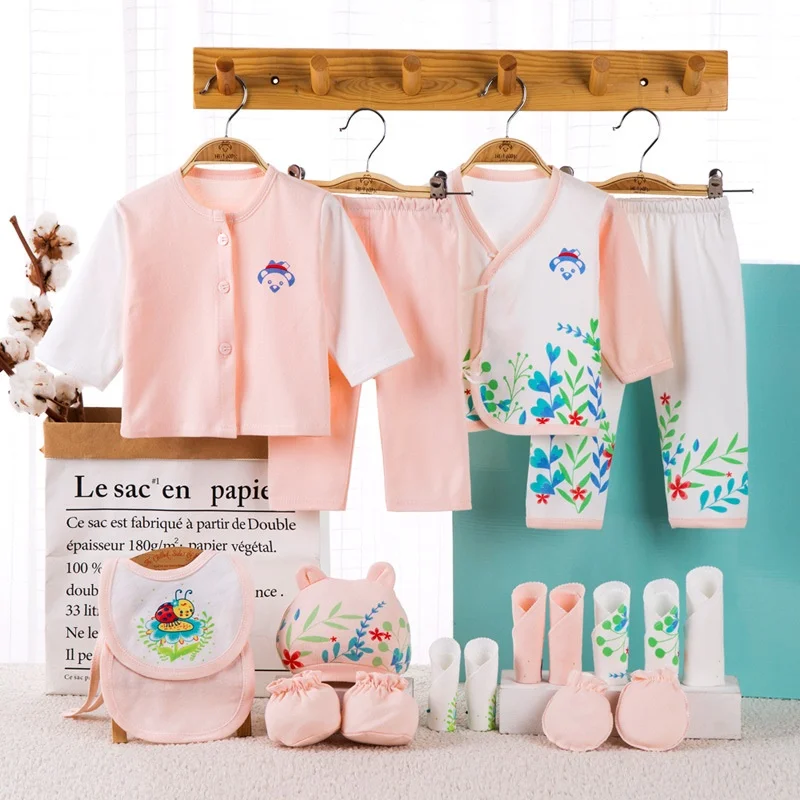 Набор для новорожденных мальчиков из 18 предметов, костюм для младенцев из хлопка, комплекты одежды для маленьких девочек, штаны, одежда для малышей, шляпа нагрудник, ropa de bebe - Цвет: 1