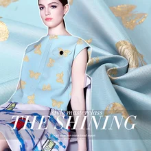 Ограниченная горячая Распродажа французская стерео жаккардовая ткань для платья гобелен сатин модная бабочка Золотая хрустящая пряжа окрашенная Яркая Ткань