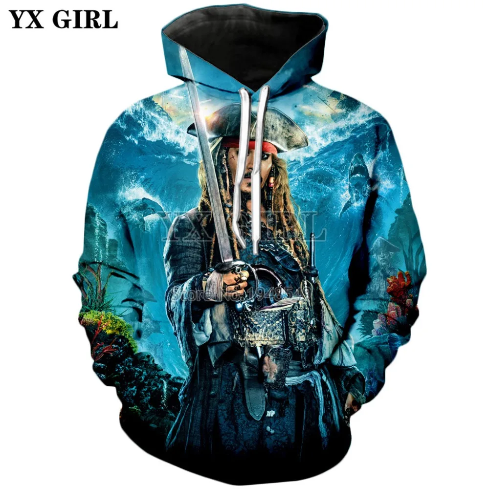 

YX GIRL 2018 New Fashion Hoodie movies Pirates of the Caribbean Print 3d hoodies Men's Women's Hooded Sweatshirt Drop shipping