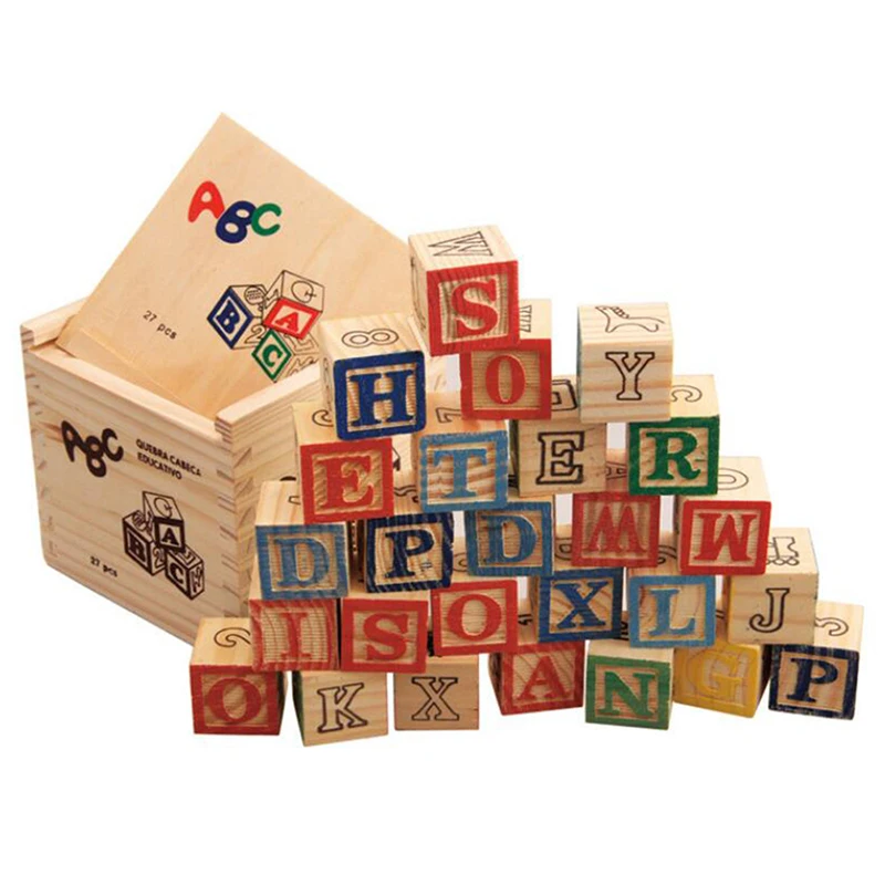 27 шт./компл. деревянные цифровые английские буквы укладки строительные блоки кубики для малышей и детей постарше для штабелирования Обучающие Развивающие игрушки подарки