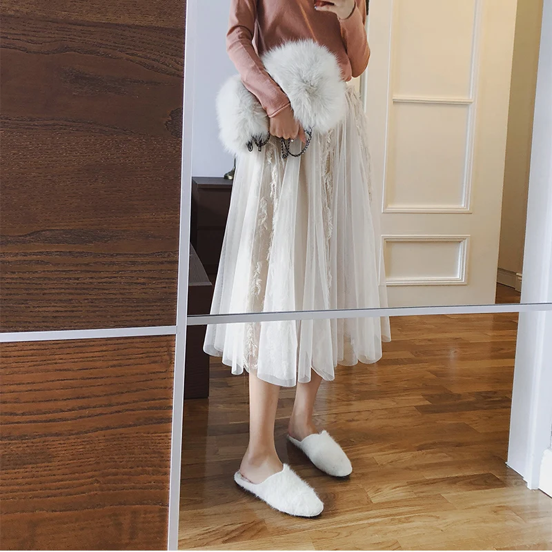 

Mishow 2018 Autumn and Winter Fashion Women Lace Princess Fairy Style Skirt Puffy Fashion Skirt Long Skirts MX18D1871