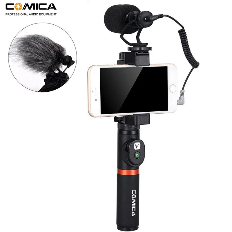 Comica Smartphone Video Rig Kit CVM-VM10-K3 Filmmaker Handle with Mini Phone Video Microphone for i