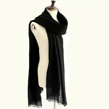 

60 Counts Wool Scarf Women Winter Warm Solid Color Scarf Shawl Long Tassel Pashmina 200*70cm 19Colors