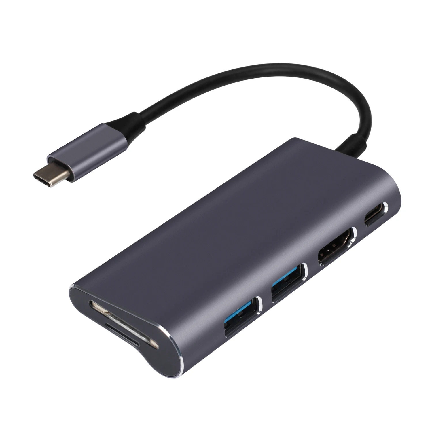 Usb type C USB-C концентратор type-C на HDMI 4K USB 3,0 TF SD кардридер Thunderbolt 3 адаптер для MacBook Air Pro samsung S10 S9 P20 - Цвет: Gray