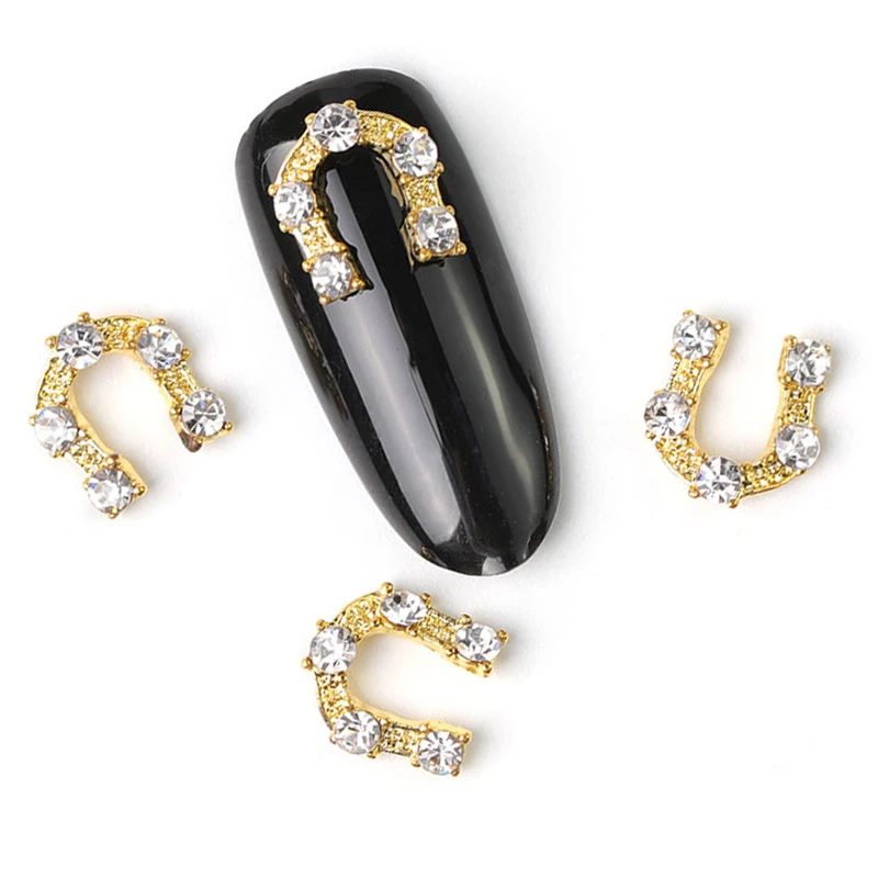 

10Pcs New 2019 Glitter Pearl with Rhinestones Alloy Metal 3D Nail Art Decoration Charms Studs Nails 3d Jewelry