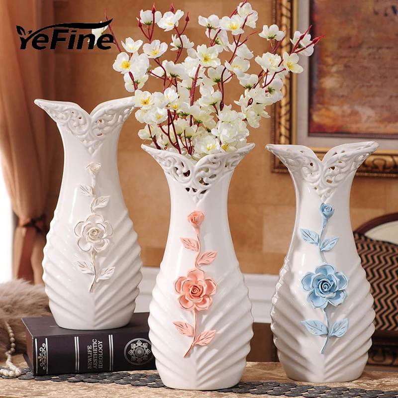 

YeFine European Modern Fashion Ceramic Flower Vase For Wedding Decoration Hollow Out Decorative Table Vases For Homes Porcelain