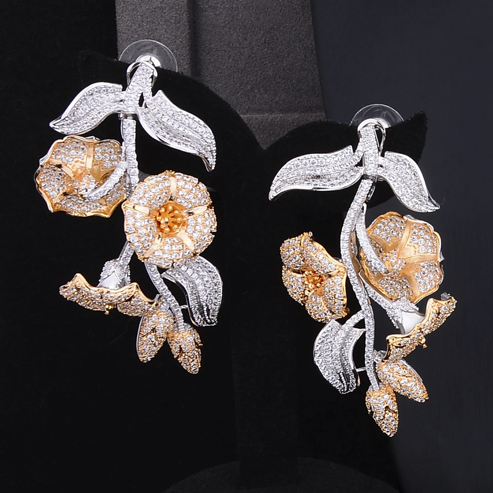 GODKI Super Luxury Morning glory 4PCS Africa Jwelry Sets For Women Wedding Zircon Crystal CZ Indian African Bridal Jewelry Sets