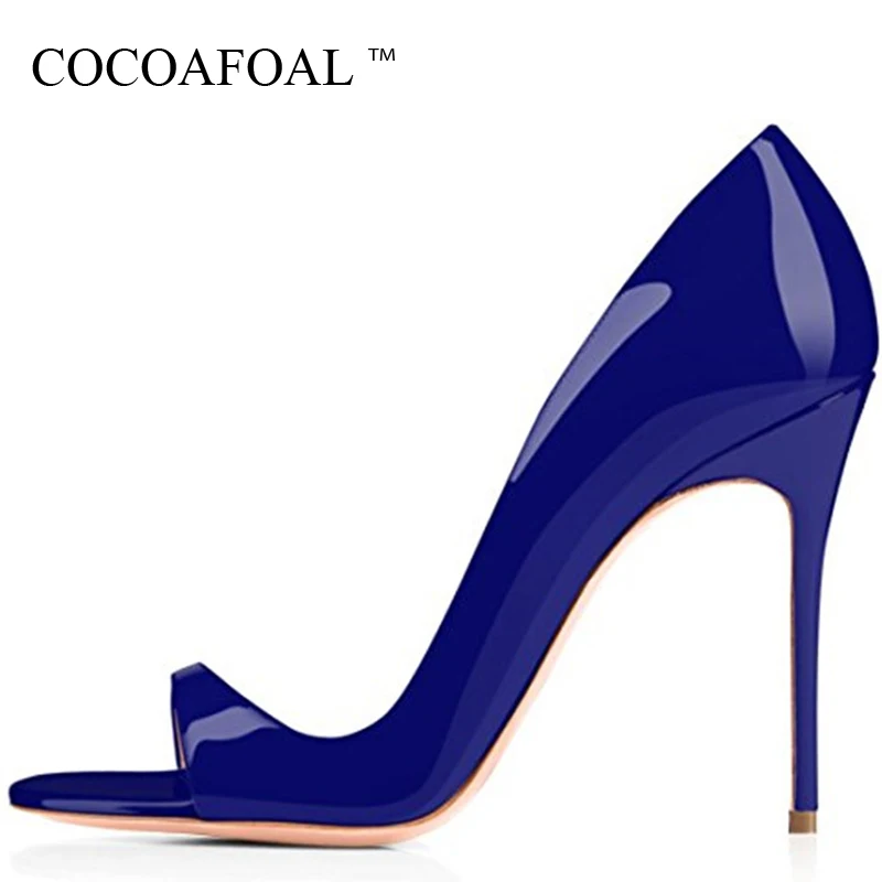 

COCOAFOAL Women Blue Peep Toe Sandals Plus Size 43 Apricot White High Heels Red Wedding Sandals Sexy Summer Gold Open Toe Pumps