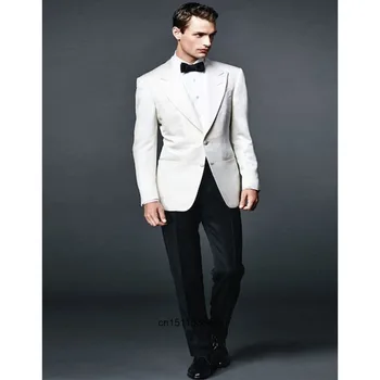 

Classic Style ivory Wedding Suits Jacket For men 2018 Peaked Lapel Groom Tuxedo mens Suit terno masculino Clothes (Jacket+pants)