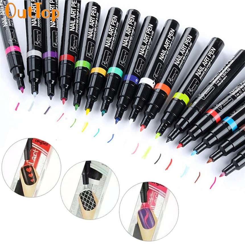 

OutTop ColorWomen DIY Nail Art Pen Decoration Nail Polish Pen Set 3D Design Nail Beauty Tools Painting Pens Drop Shipping F30