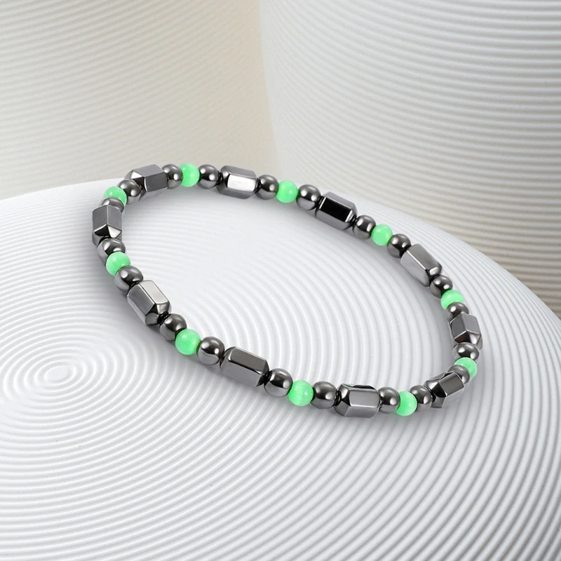 

JAVRICK Magnetic Bracelet Bangle Acrylic Hematite Stone Therapy Health Care Jewelry Gift