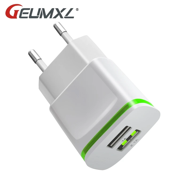 Штепсельная Вилка европейского стандарта 2 порта USB зарядное устройство + кабель