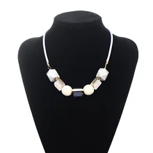 Geometric Wooden Beads Necklace Korean Acrylic Beads Necklaces & Pendants Statement Collar Sweater Chain for Women Gifts