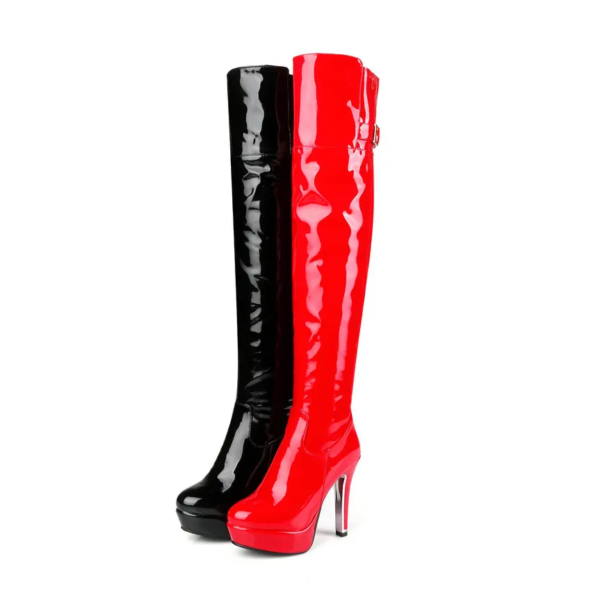 TASSLYNN 2019 Для женщин сапоги круглый носок Осенне-зимние ботинки на высоком каблуке сапоги выше колена на платформе элегантные женские