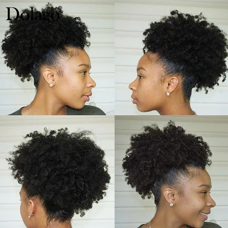 Афро кудрявые конский хвост remy волосы для женщин натуральный черный зажим в конский хвост шнурок человеческие волосы Dolago продукты