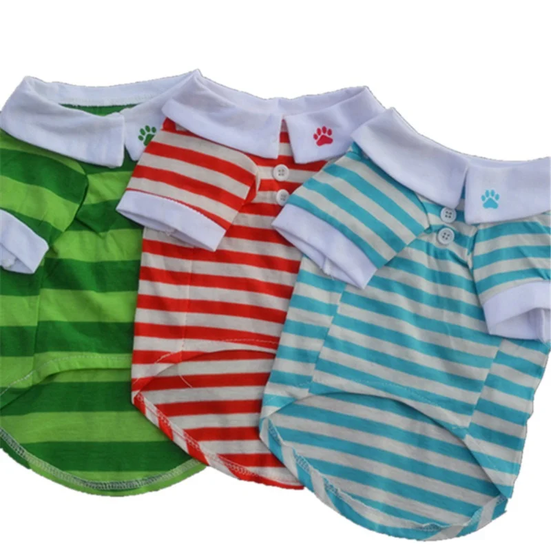 

Cheap Cool Polo Shirt Summer Pet Clothes Shirt Stripe Puppy I Love My Dog Cat T-shirt Soft Puppy Summer Shirt Casual Vests