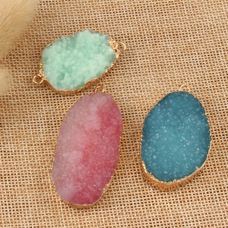 

1pc Geometric Oval Gradient color Resin Stone Pendant Finding Diy Necklace Bracelet Handmade Keychain Decoration F52