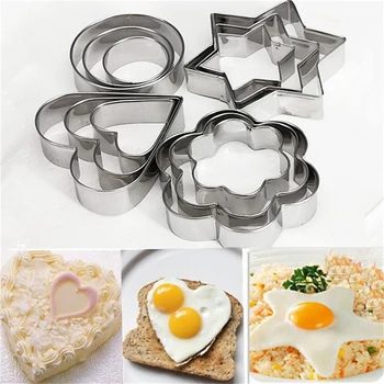

Stainless Steel 12 Pcs/set Cookie Cake Mold DIY Star Heart Fruit Shape Cake mold Cutter