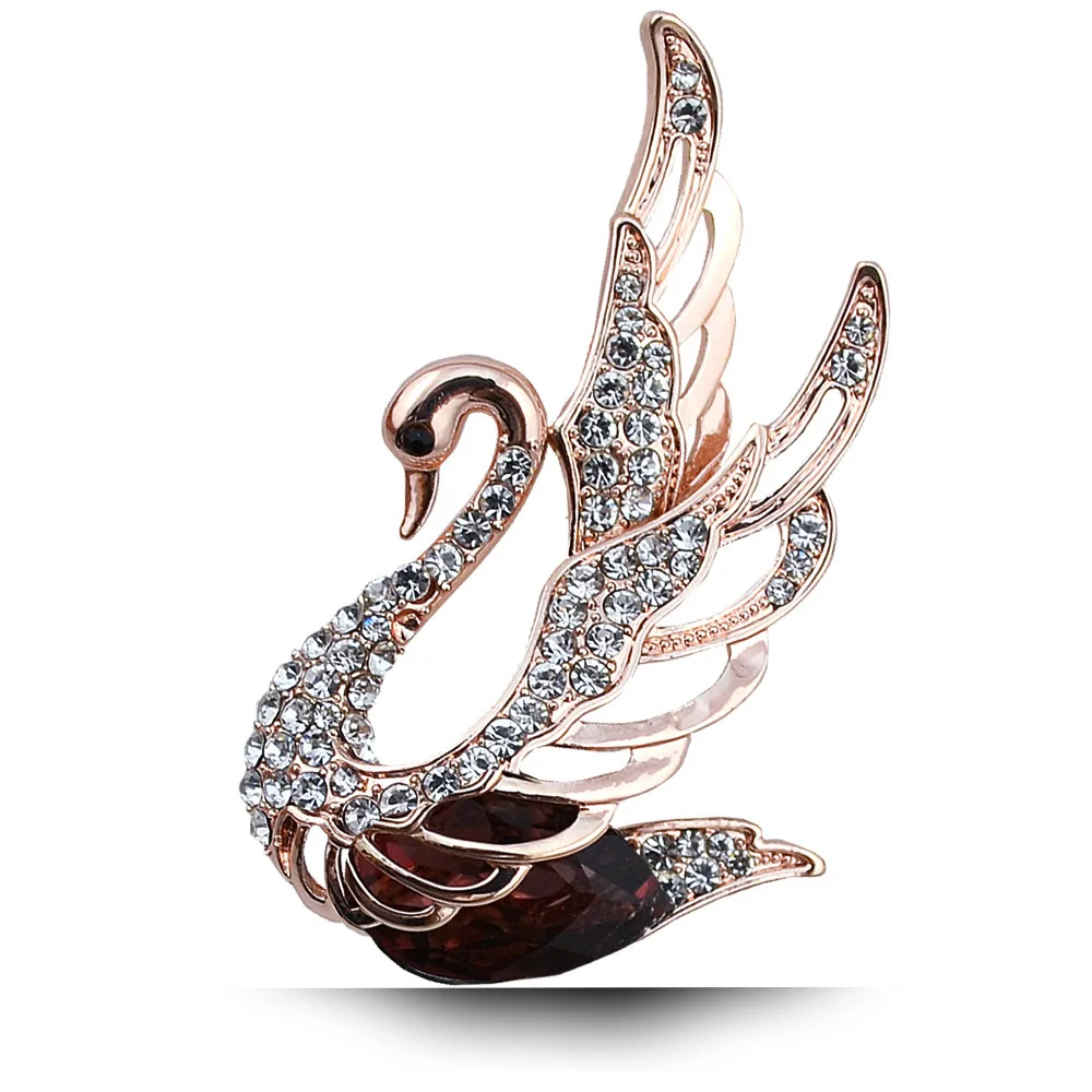 

Crystal Swan Gray White Purple Brooches For Women And Men Alloy Lovely Animal Party Weddings Banquet Brooches Gifts