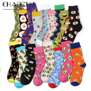 

CHAOZHU autumn winter fashion cartoon snacks illustration fancy hose unisex men women 37-43 size sneaker footwear fancies