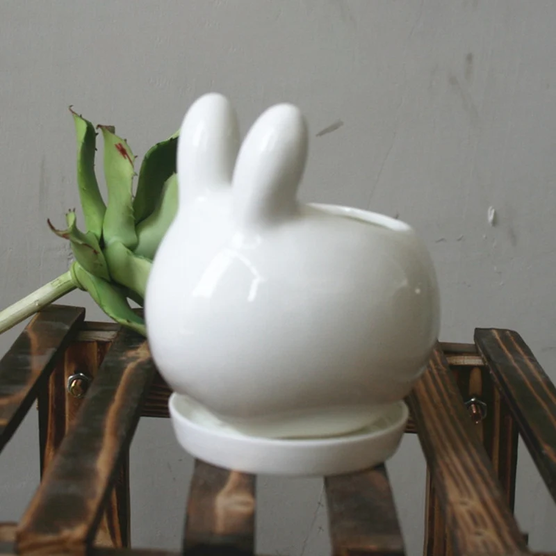 1 шт. керамический мини плантатор в виде кролика тигра|ceramic planter|white ceramic plantersplanters for