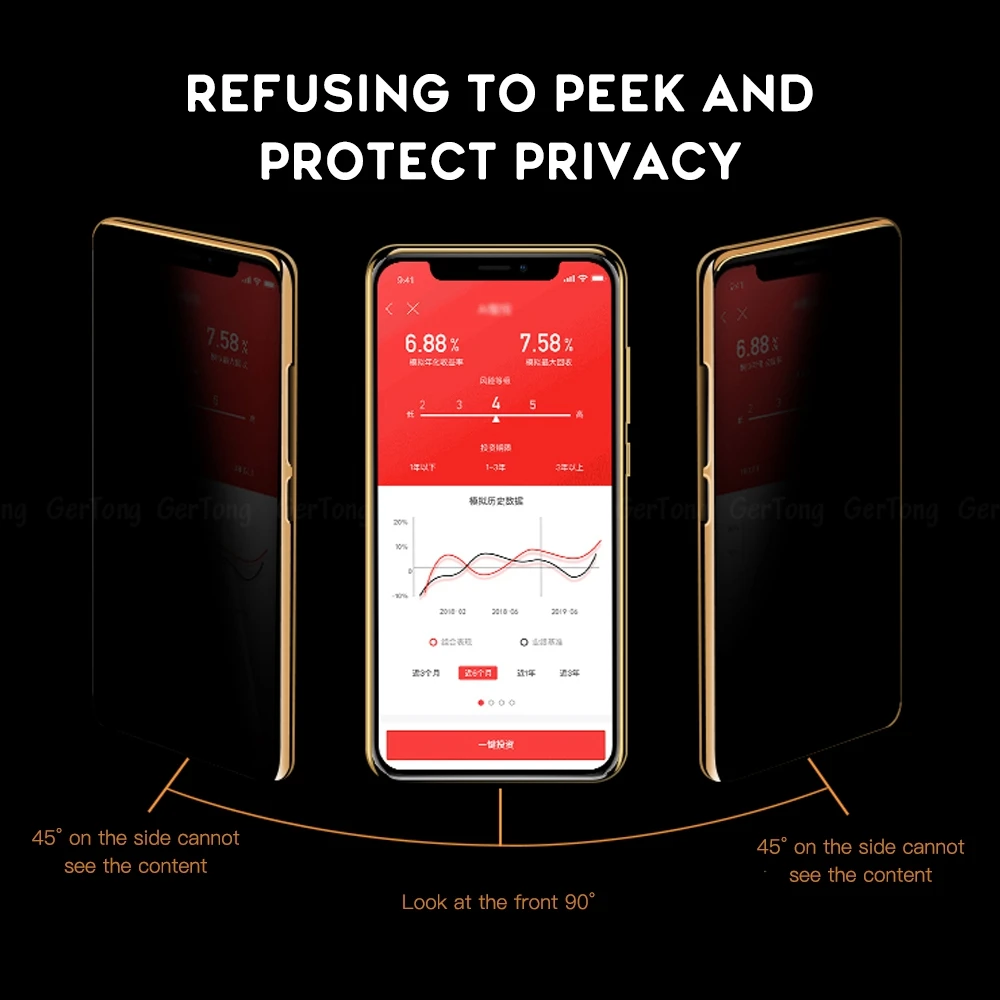 GerTong полное покрытие частный экран протектор для iPhone X XR антишпионское закаленное