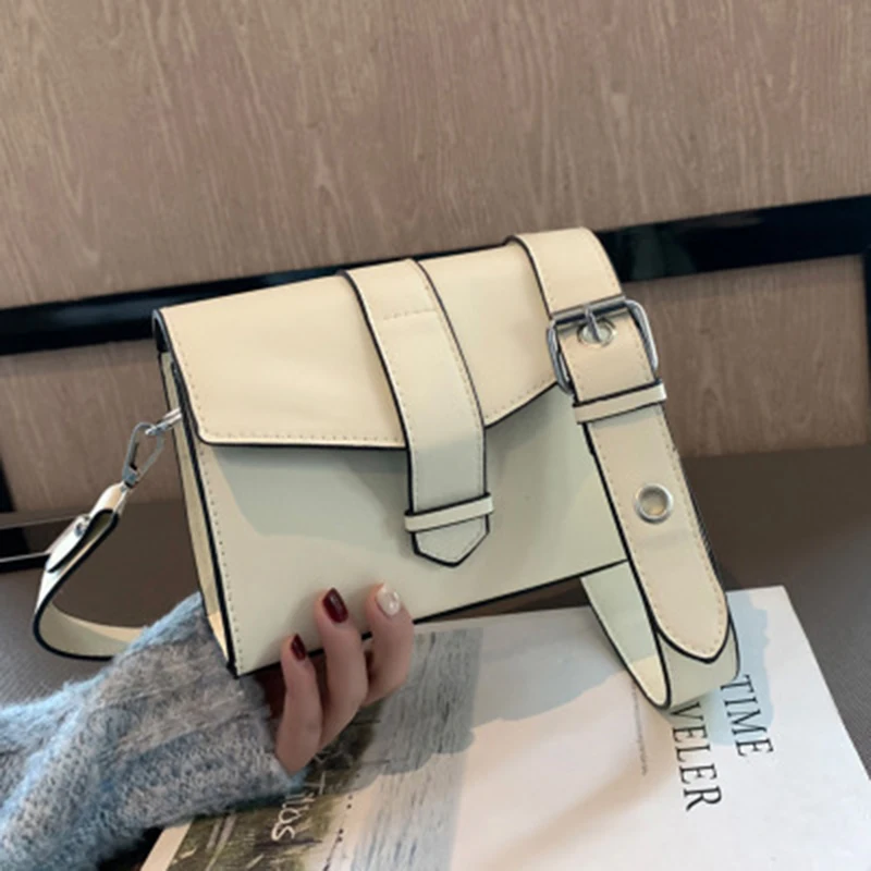 

2019 fashion brand new PU leather Women's Designer Handbag Solid color wide shoulder strap High quality shoulder bags for travel