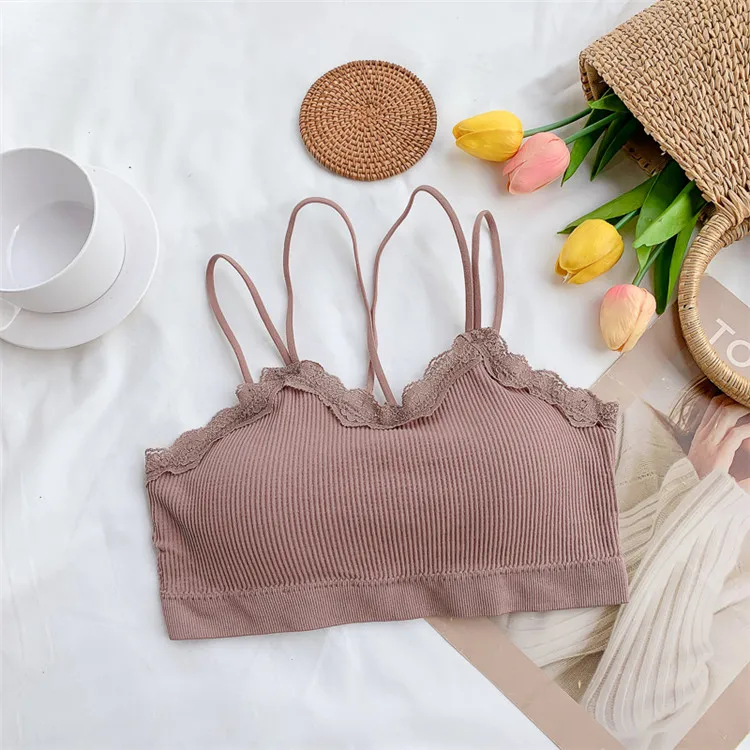 TERMEZY Bra Wire Free Bras For Women Thin Cotton Lace Bralette Seamless Thin Underwear Sexy Lingerie Soft Bras For Women (2)