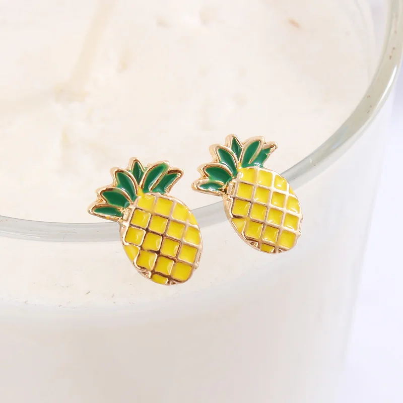 

2018 New Arrivals Hottest Women's Fashion Earrings Brincos Oorbellen Bijoux Fruit Pineapple Stud Earrings For Women Jewelry