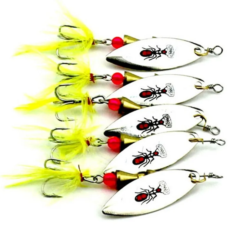 Kkwezva 5pcs 5.5g 7cm Feather Strong Noise Insect Pattern Fishing Bait