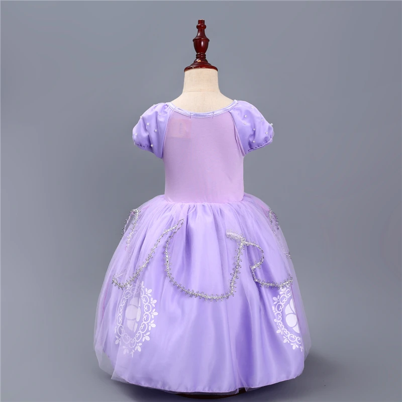 Платье принцессы Софии; платье Софии для девочек; костюм Рапунцель; костюмы Софии на первый Хэллоуин; вечерние детские фиолетовые Бальные платья