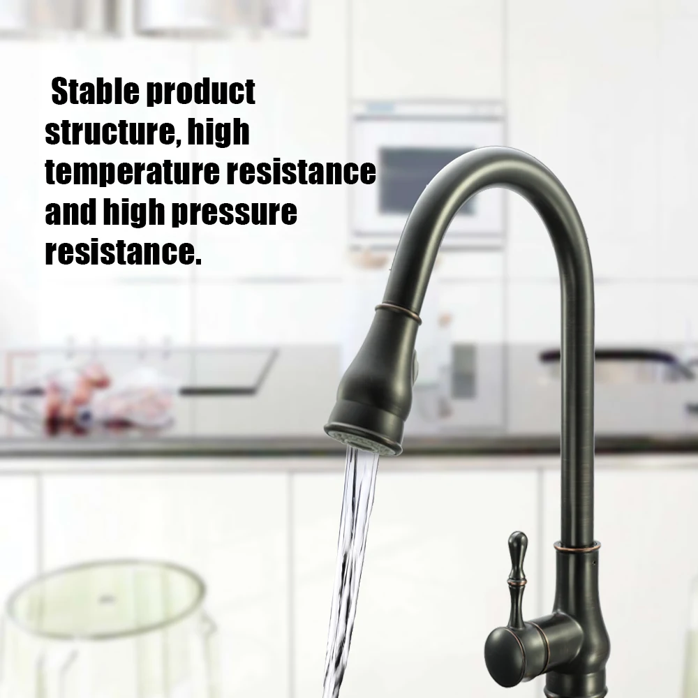 

European-style Pull Out ORB Single Connection Kitchen Tap Stud Installation Rotatable Sink Water Faucet