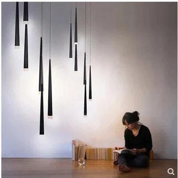 

Nordic creative stairwell rotating duplex building large chandelier modern minimalist personality restaurant aisle led long lamp
