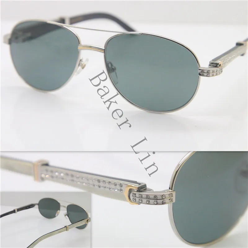 Cartier Diamond 569 Black Mix White Genuine horn Sunglasses
