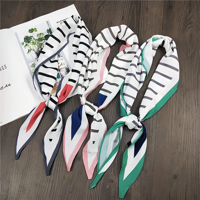 

Small Triangle Satin Scarf Head Neck Scarves Foulard Femme Bandana Elegant Women Hair Tie Ribbon Wrap Handkerchief Sjaal Schal