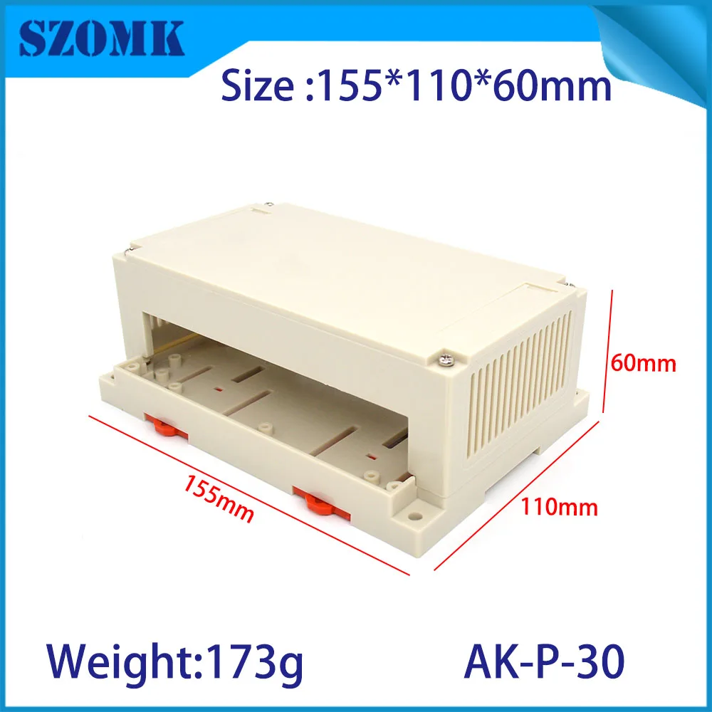 

10Pcs 155*110*60mm szomk PLC rail din plastic box for electrical plastic instrument casing abs din rail enclosure box