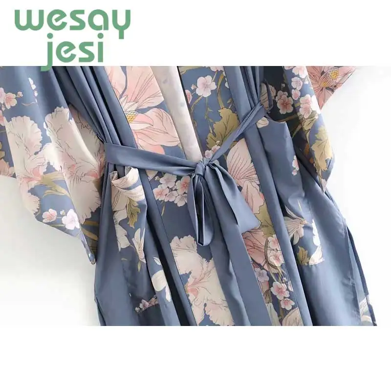2019 Kimono sashes long jacket bohemian vintage Peacock and cute floral printing Cardigan plus size long jacket women