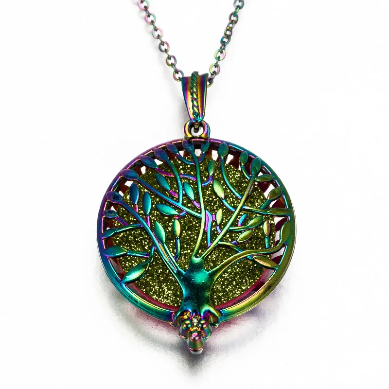 Aroma Diffuser Necklace color life Tree Open Locket Pendant Perfume Essential oil jewelry 1pcs Sequin H-11 | Украшения и